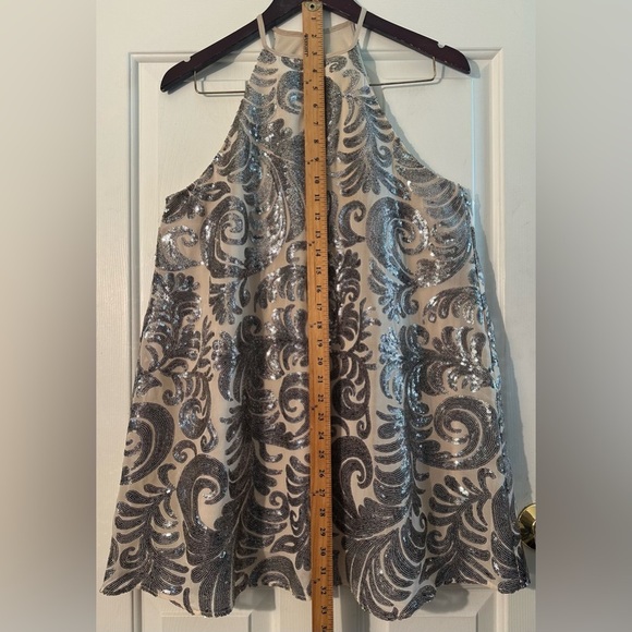 SHOW ME YOUR MUMU Sm Gomez Cocktail Slip Sleeveless Crystal Crown Blush Sequins - Picture 10 of 16